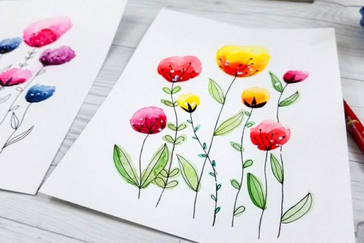 Как нарисовать цветы поэтапно: уроки акварели